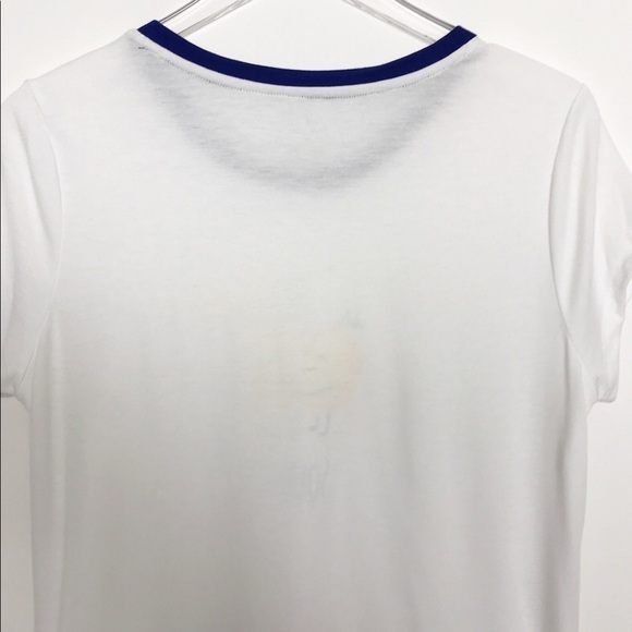 Love Affair white graphic ringer tee shirt blue trim M - Picture 6 of 8
